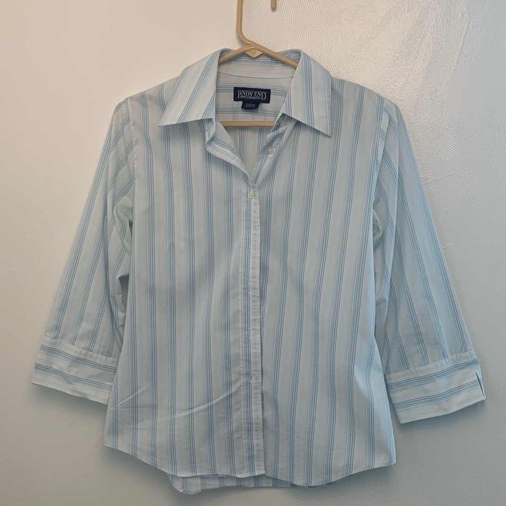 Vintage Lands End Striped Button Up Shirt